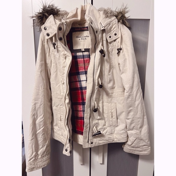 Abercrombie Fitch Jackets Coats Vintage Abercrombie Fitch Af Ivory Faux Fur Hood Fully